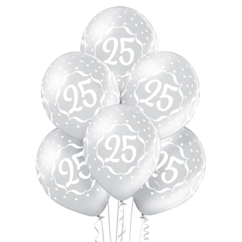 Luftballon Ø30cm Silberhochzeit #25 | 6 Stk.