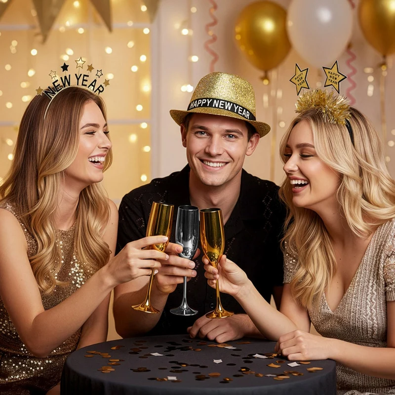 Metall Diadem "New Year" | Gold Schwarz