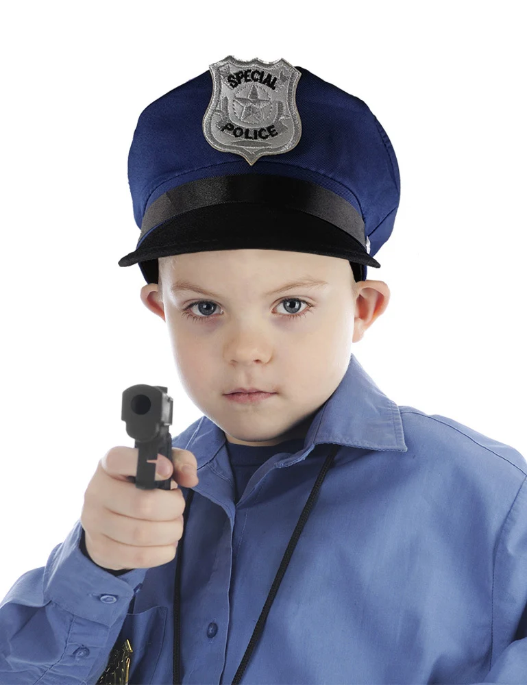 3er Set Kinder Police Polizei Mütze | Blau