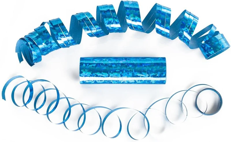 Luftschlangen "Holografisch" 4m / 1 Rolle | Blau