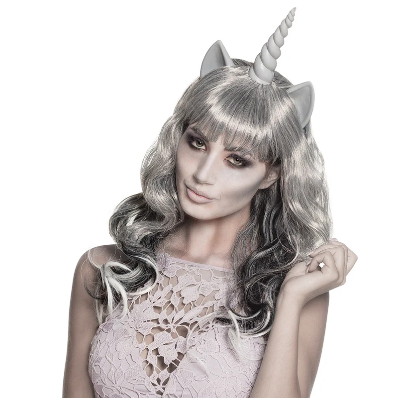 Geister Perücke "Ghost Unicorn" für Damen mit Einhorn - 86199 | Grau