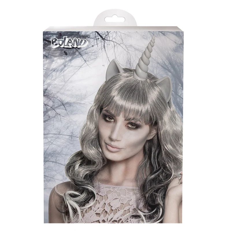Geister Perücke "Ghost Unicorn" für Damen mit Einhorn - 86199 | Grau