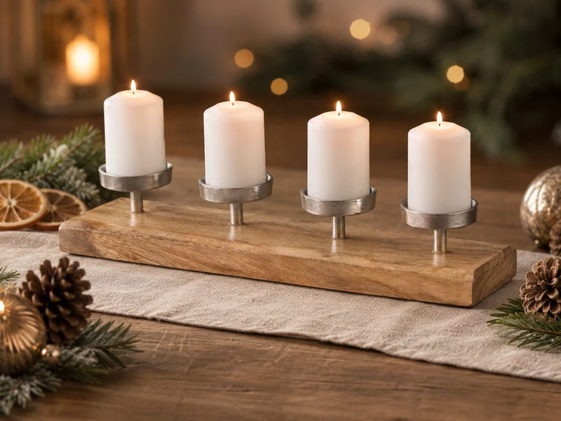 Adventskerzenhalter Mangoholz Tablett 50 x 10 cm | 74535