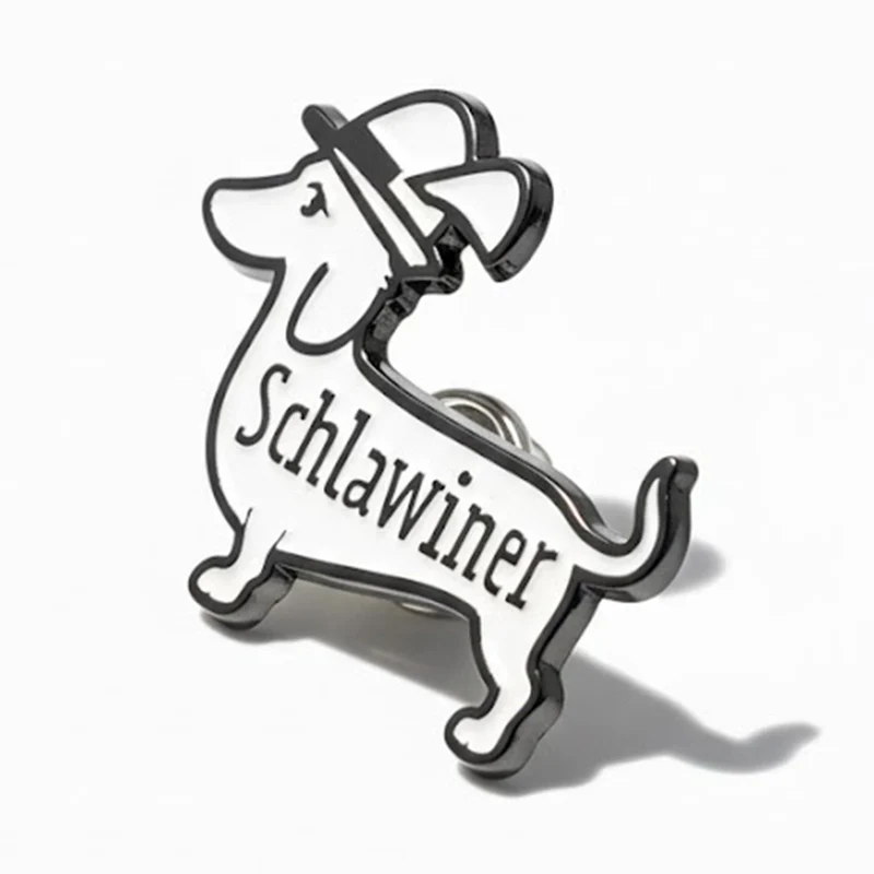 Dackel Pin "Schlawiner" – Trachtenanstecker Emaille schwarz-weiß