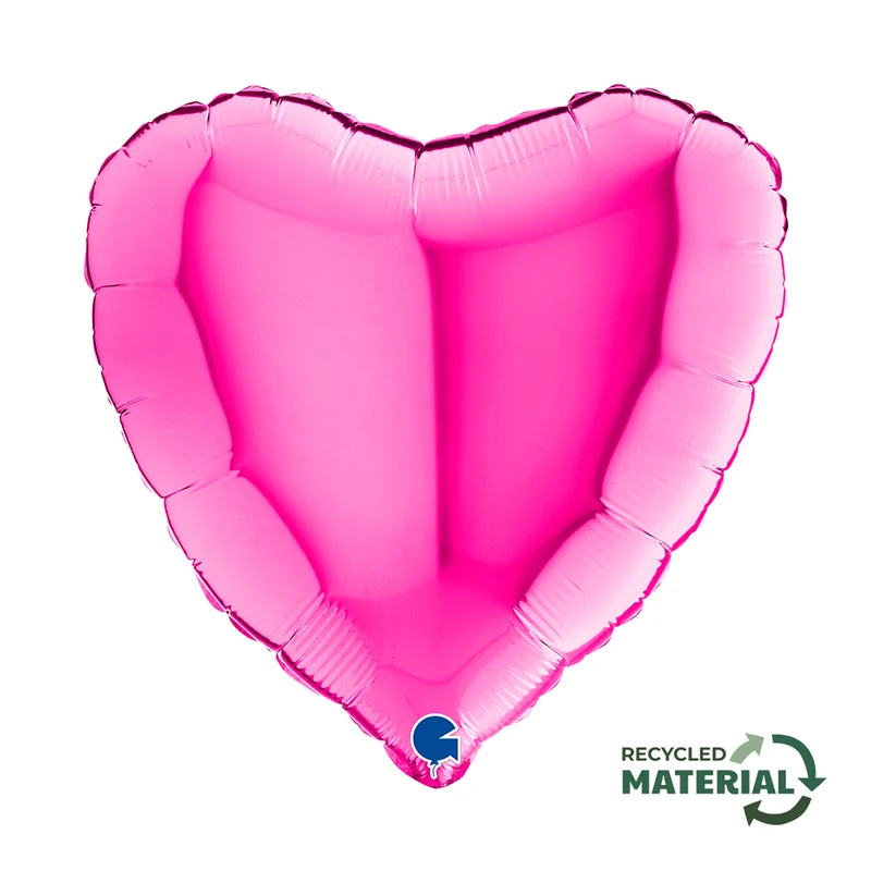 18"/Ø46cm Herz Folienballon Uni | Magenta / Pink