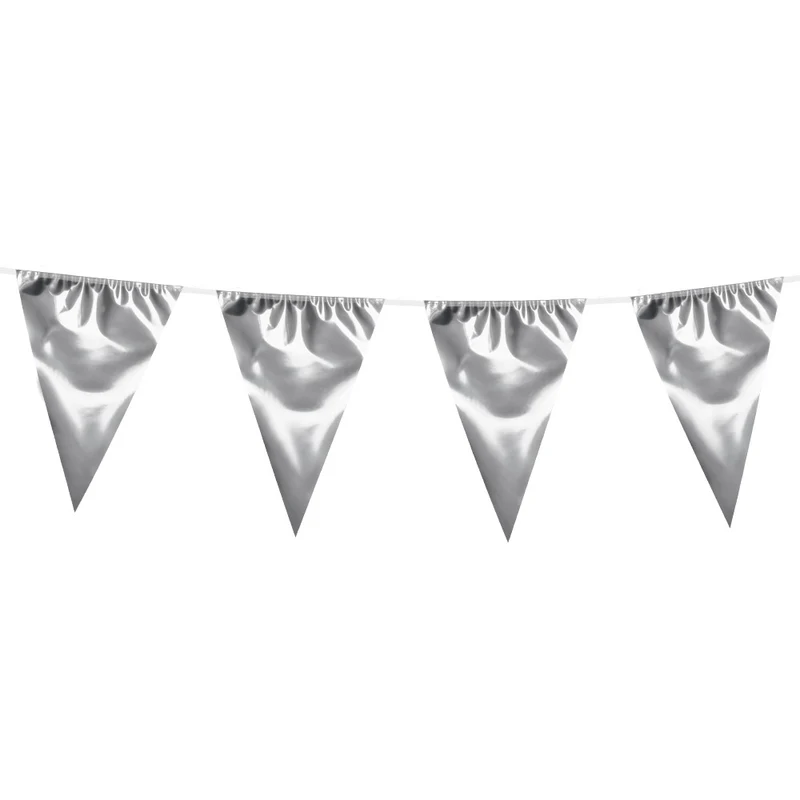 Wimpelkette PE 45x30cm L: 10m | Metallic Silber