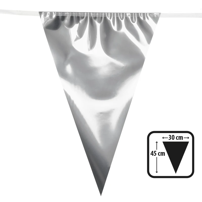 Wimpelkette PE 45x30cm L: 10m | Metallic Silber