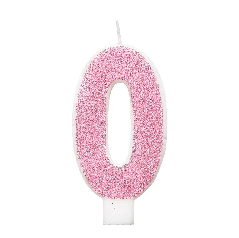 Zahlenkerze Picker Glitz #0 Pink