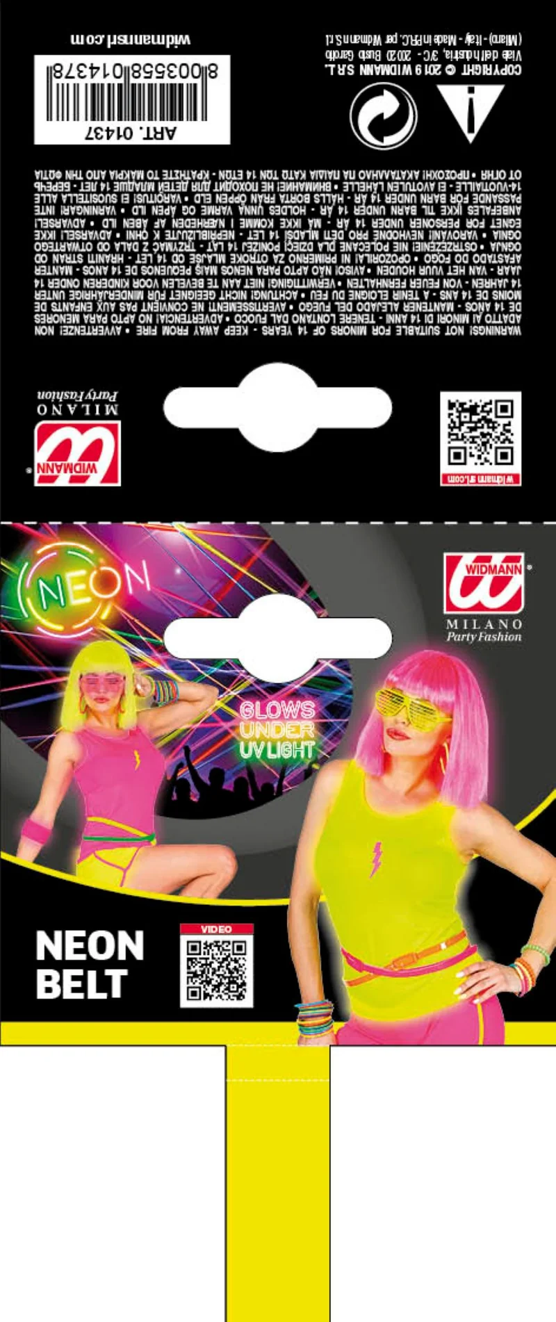 Neon Lack Gürtel für Damen 111,0 x 1,5 cm | Gelb