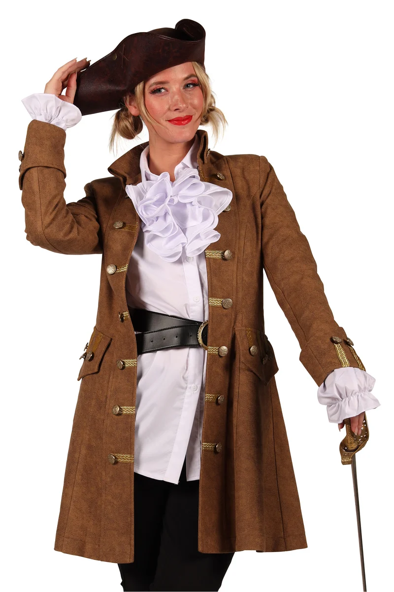 Piratin Mantel "Anne Bonny" für Damen | Braun
