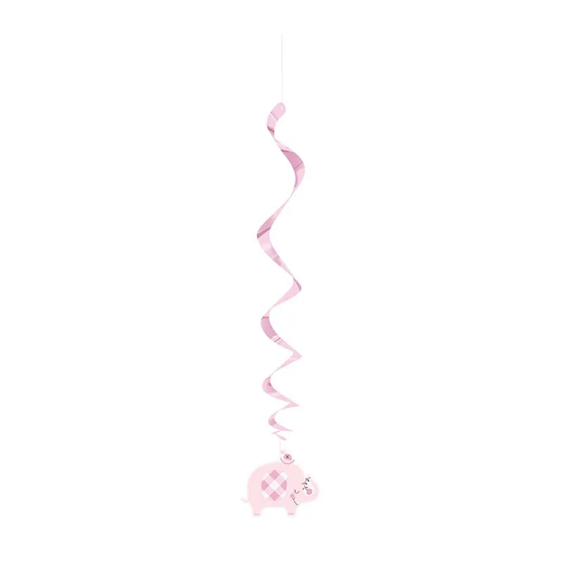 Elefant Floral Swirldeko 66cm/3 Stück | Pink