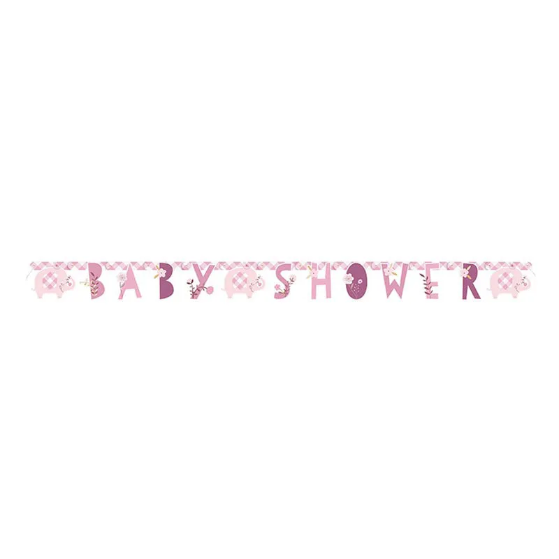 Elefant Floral Buchstabengirlande 160 cm | Pink