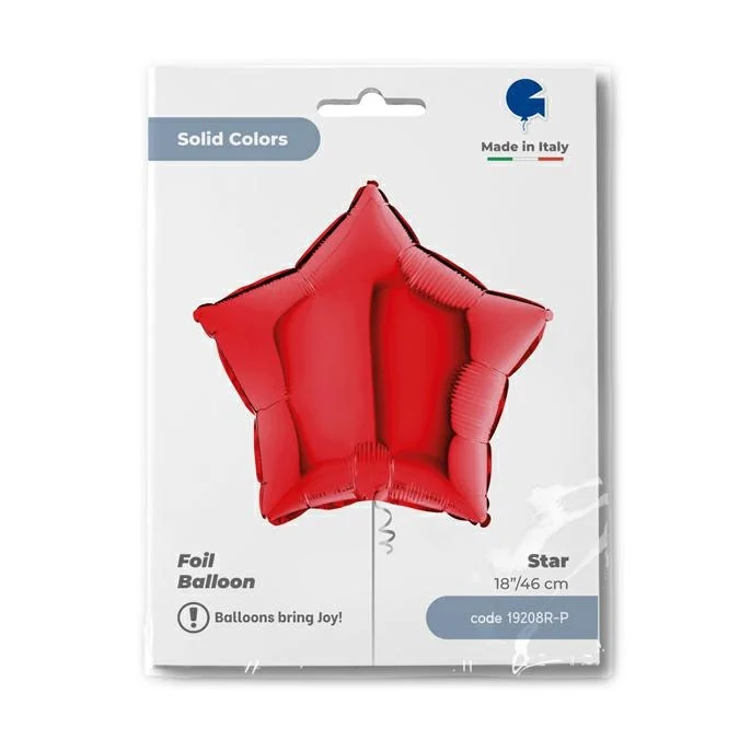 18"/Ø46cm Stern Folienballon Uni | Rot