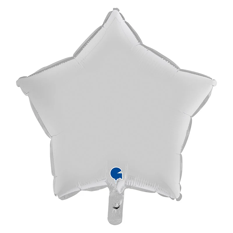 18"/Ø46cm Stern Folienballon Uni | Weiß Satin