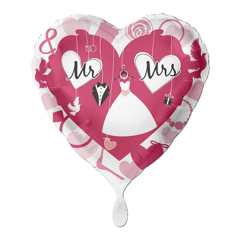 18"/Ø43cm Herz Folienballon "Mr. & Mrs."