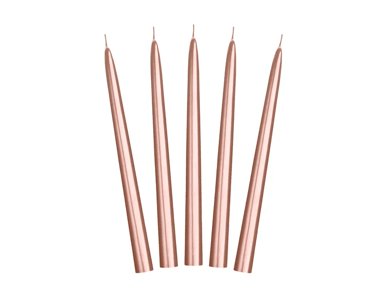 Spitzkerzen 24cm 10Stk. | Roségold Metallic