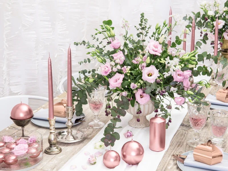 Spitzkerzen 24cm 10Stk. | Roségold Metallic