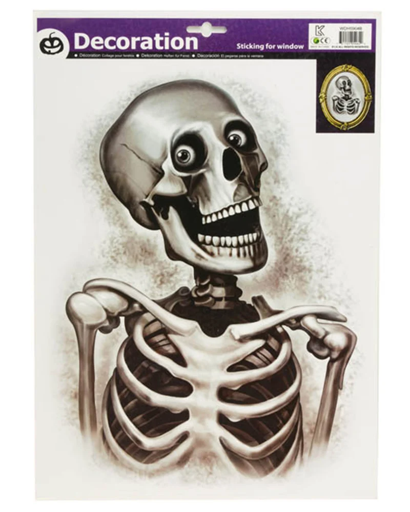 Halloween Fensterbild "Lachendes Skelett | Schreiende Frau" - 29 x 40 cm | Varianten Deko