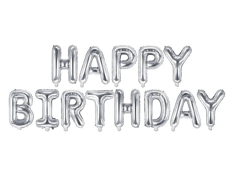 Ballongirlande "HAPPY BIRTHDAY" 340x35cm | Silber