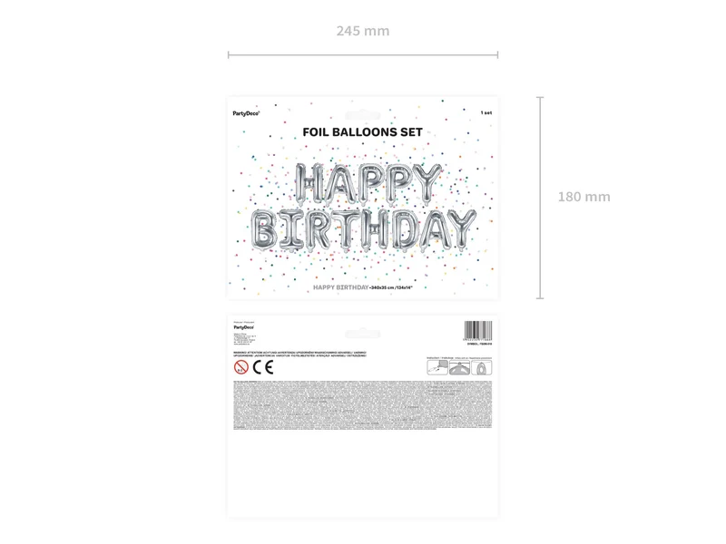Ballongirlande "HAPPY BIRTHDAY" 340x35cm | Silber