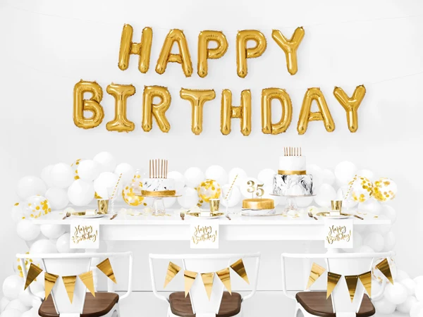 Ballongirlande "HAPPY BIRTHDAY" 340x35cm | Gold