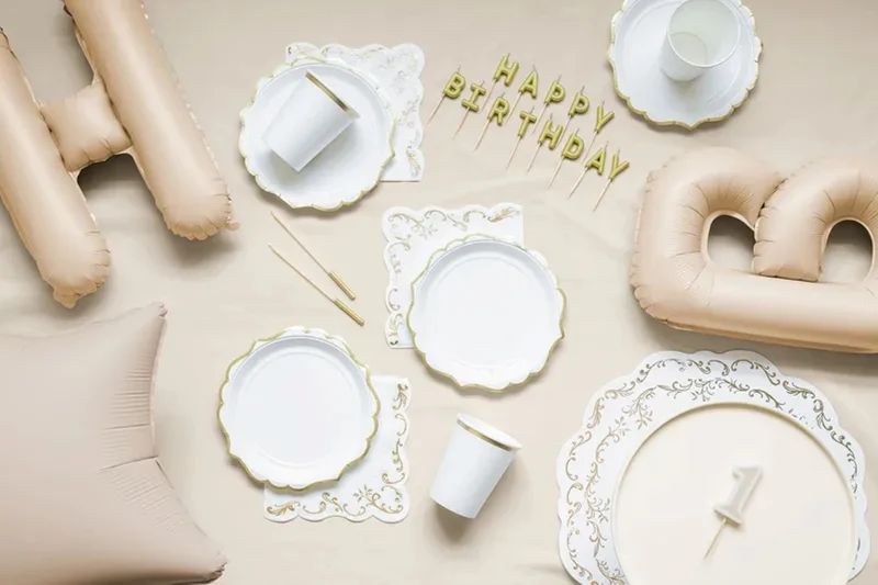 Tischsets Weiß Gold-Ornament 35,5 cm | 6 Stück