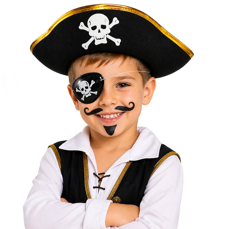 Piratenhut mit Totenkopf für Kinder | Schwarz Gold