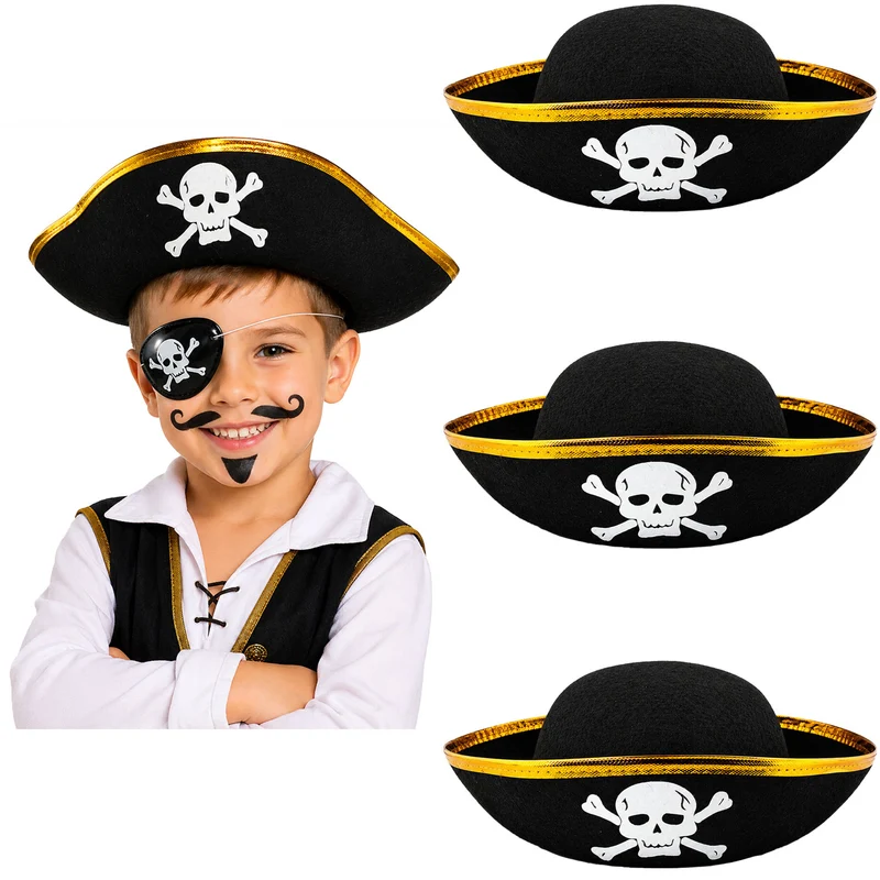 Piratenhut mit Totenkopf für Kinder | Schwarz Gold
