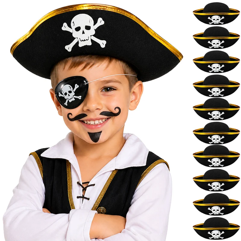 Piratenhut mit Totenkopf für Kinder | Schwarz Gold