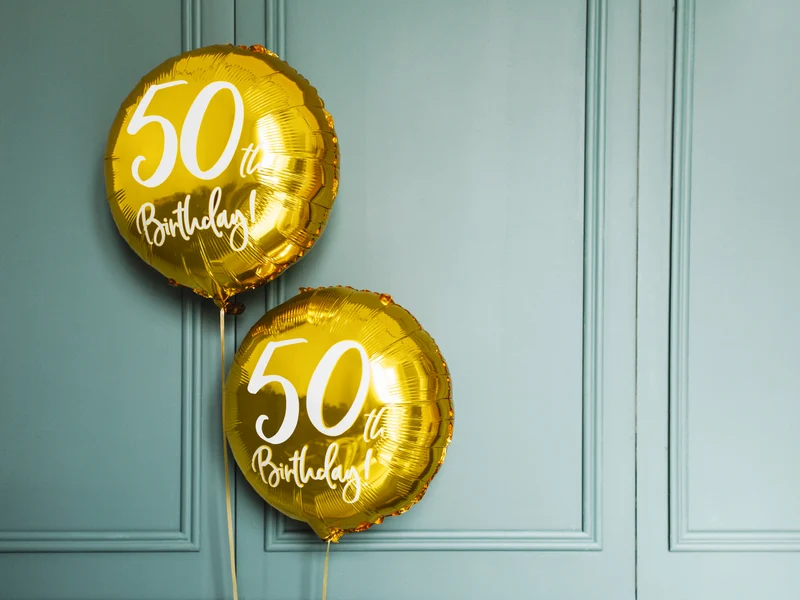 18"/Ø45cm Folienballon "50th Birthday" | Gold
