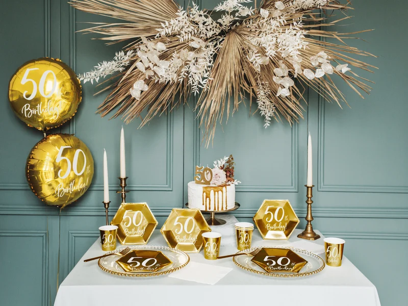 18"/Ø45cm Folienballon "50th Birthday" | Gold