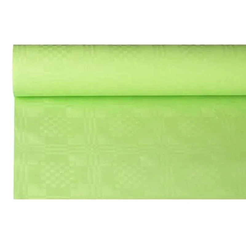Tischdecke Papier Damastprägung 8x1,2m | Limonengrün