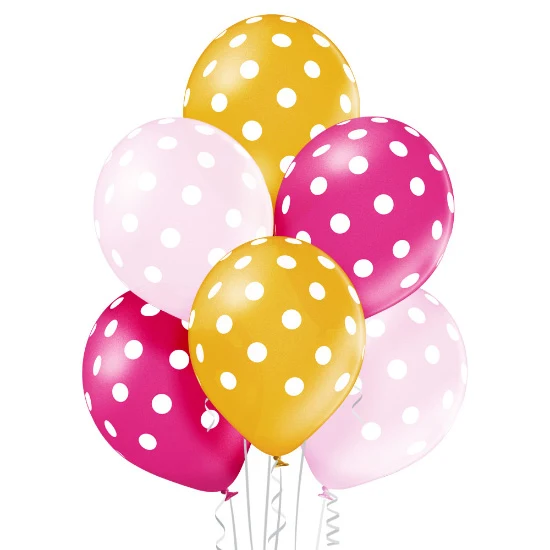 Luftballon Ø30cm "Polka Dots Girl" Metallic | 6 Stk.