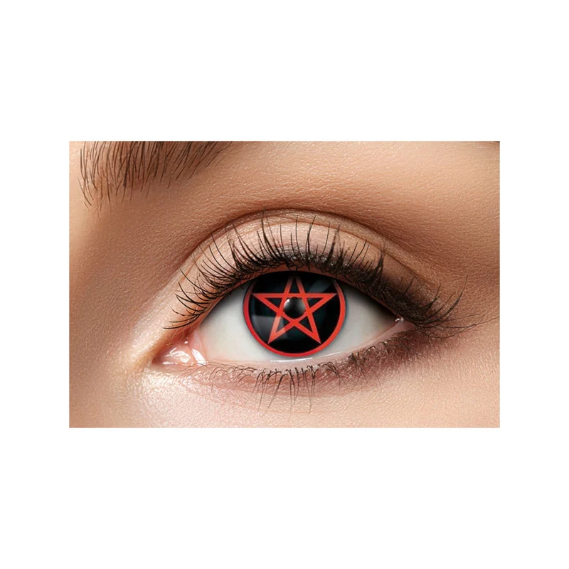 Eyecatcher Motivlinsen - farbige 3-Monats-Kontaktlinsen | m47 - Red Pentagram