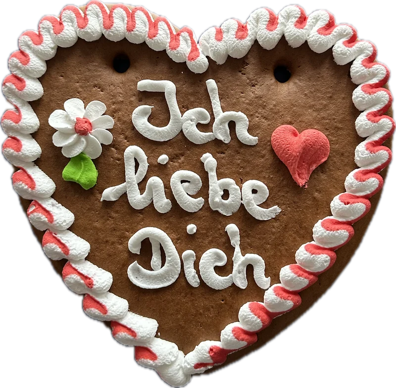 Lebkuchenherz M (24x22cm), Ich liebe Dich rotweiss