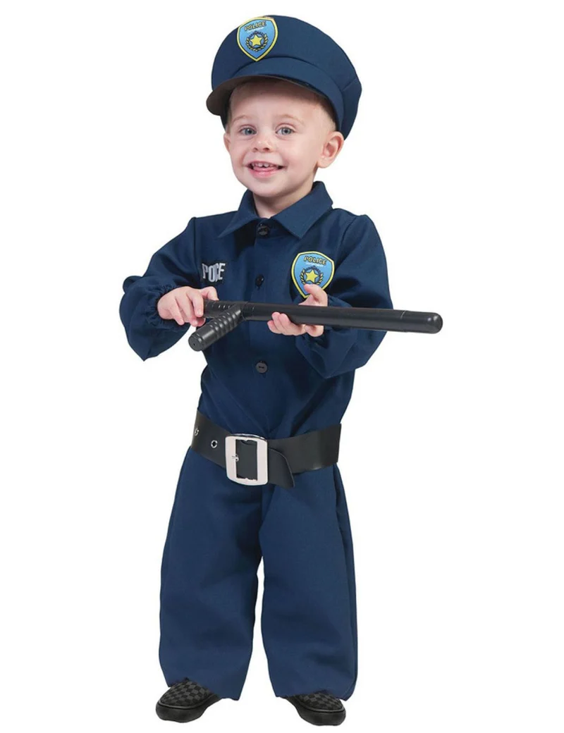 Policeman Polizist Baby Kostüm mit Mütze - Blau | Polizei Anzug