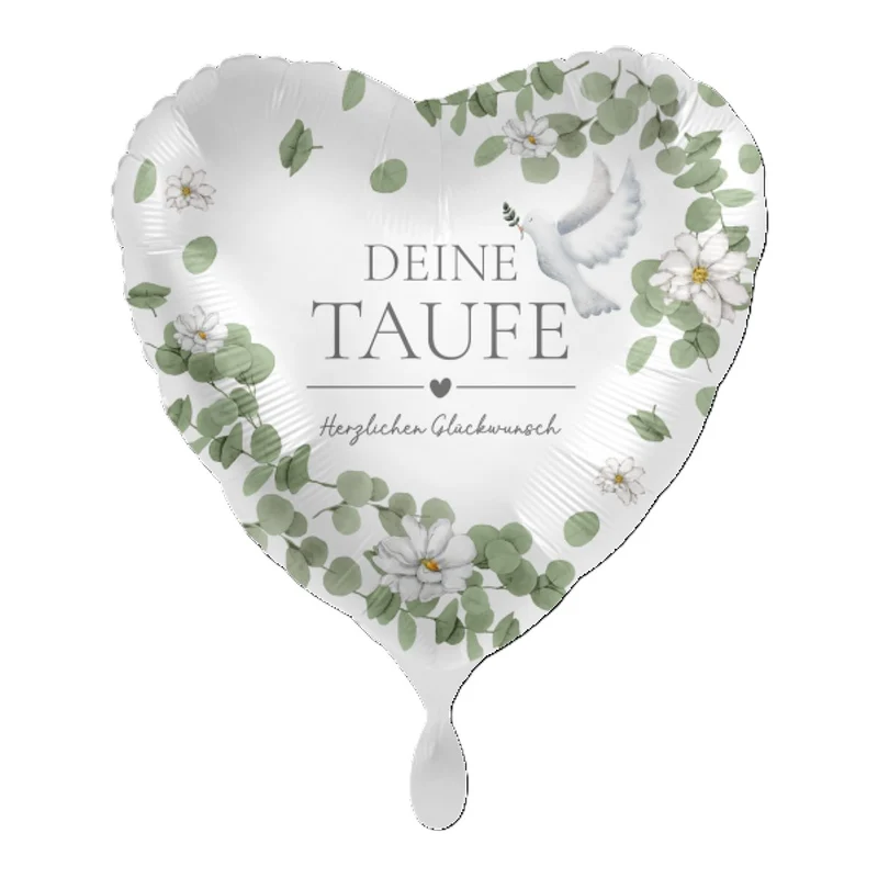 18"/Ø43cm Herz Folienballon "Deine Taufe"