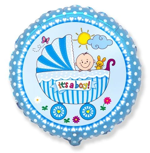 18" Folienballon "It's a boy" Baby Buggy Ø45cm | Blau