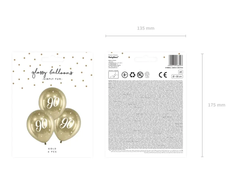 Luftballon Ø30cm "Happy Birthday" Gold | 6 Stk. #90
