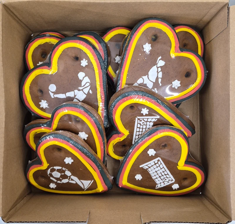 Lebkuchenherz Mischkarton XXS (14cm) – Fussball Deutschland Herzen - 10 Stück
