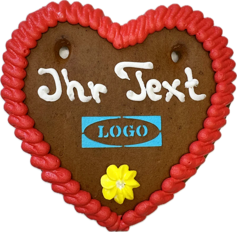 Lebkuchenherz mit Text & Logo als Zuckergussdruck