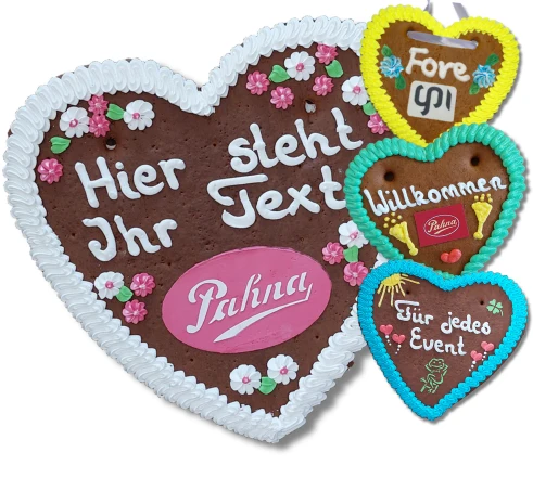 Lebkuchenherz mit Text & Logo als Zuckergussdruck