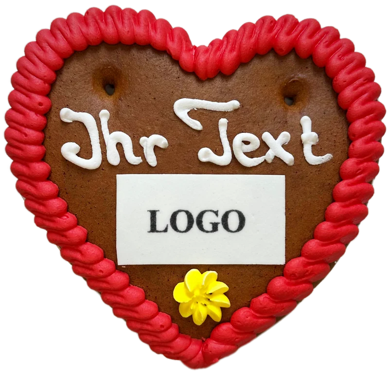 Lebkuchenherz mit Text & Logo/Foto