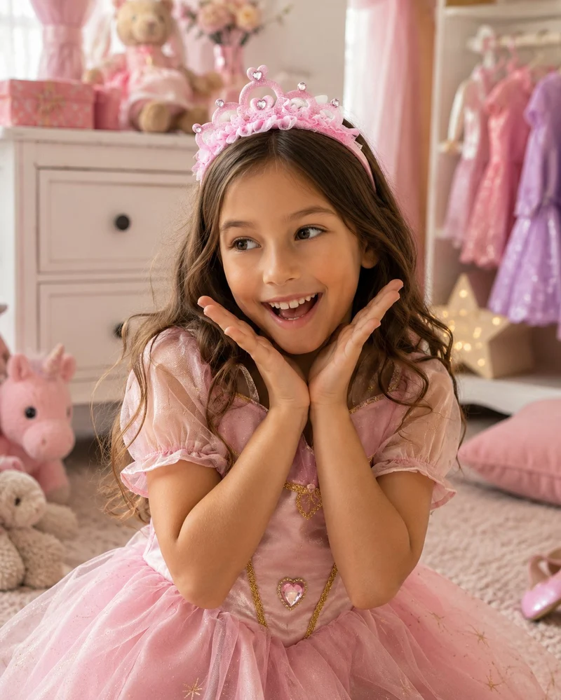 Haarreif mit Diadem zum Prinzessin Kostüm | Rosa