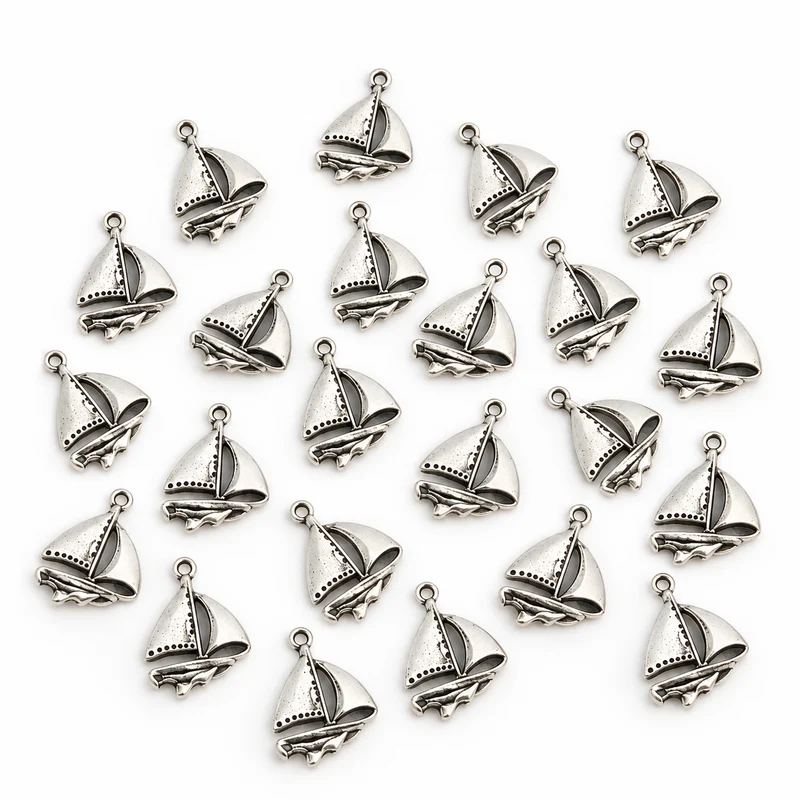 Streudeko Segelboot 24er Set aus Metall – 2 cm mit Öse zum Auffädeln