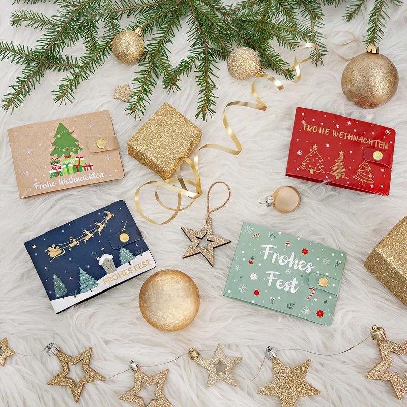Geldgeschenkkarten Weihnachten 4er Set – Geldgeschenk mit Druckknopf