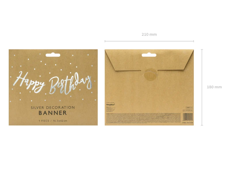 Banner "Happy Birthday" Silber | 16,5 x 62 cm