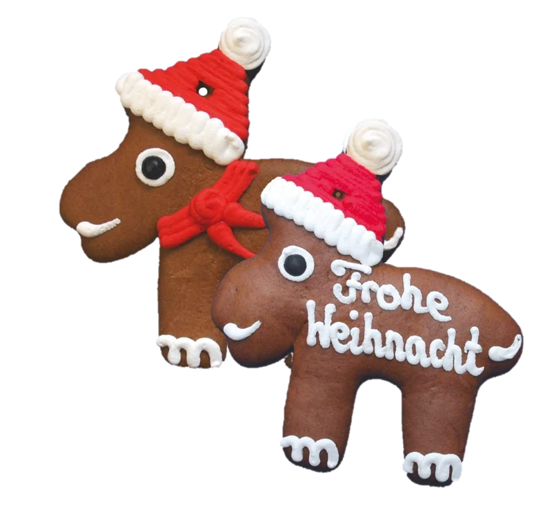 Lebkuchenelche (16x17cm), 2x Rentier mit Schleife und Schrift