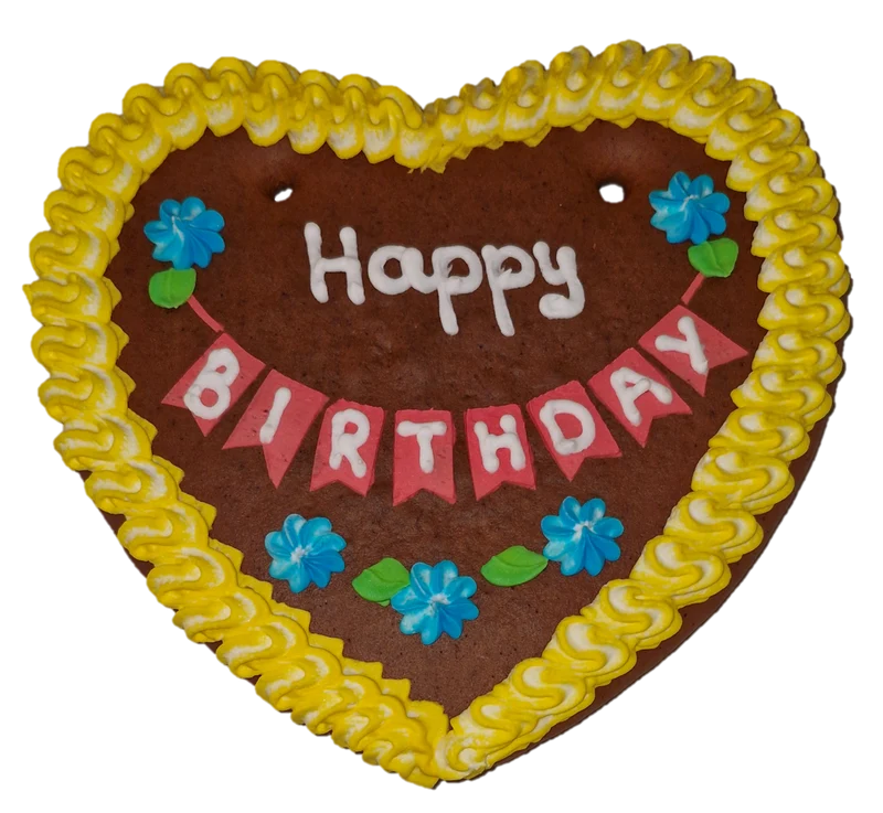 Lebkuchenherz M (24x22cm), Happy Birthday