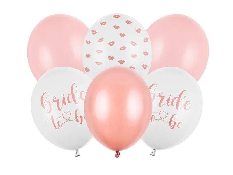 Luftballon Ø30cm "Bride to Be" | 6 Stk. - Weiß/Rosa